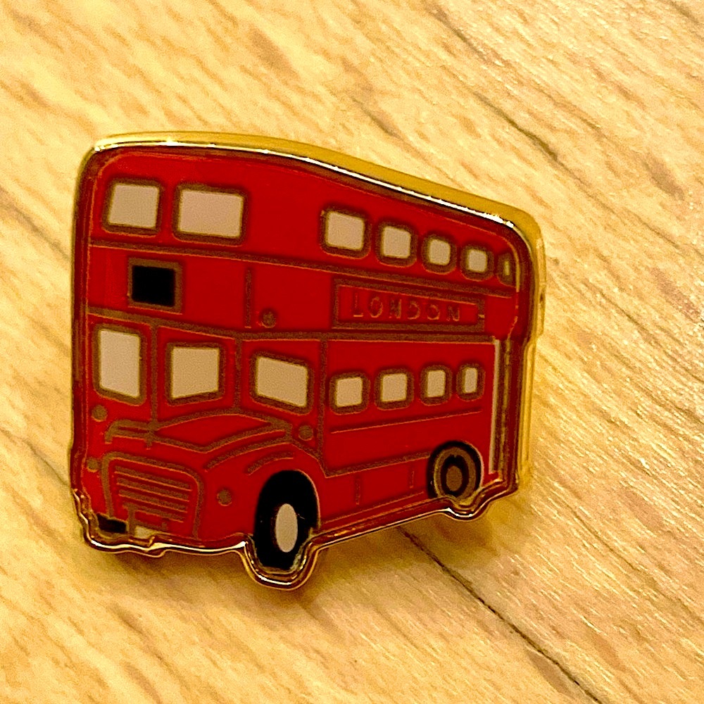 Burberry London Double Decker Bus Brooch Pin Red & Gold - NEW - Picture 2 of 5